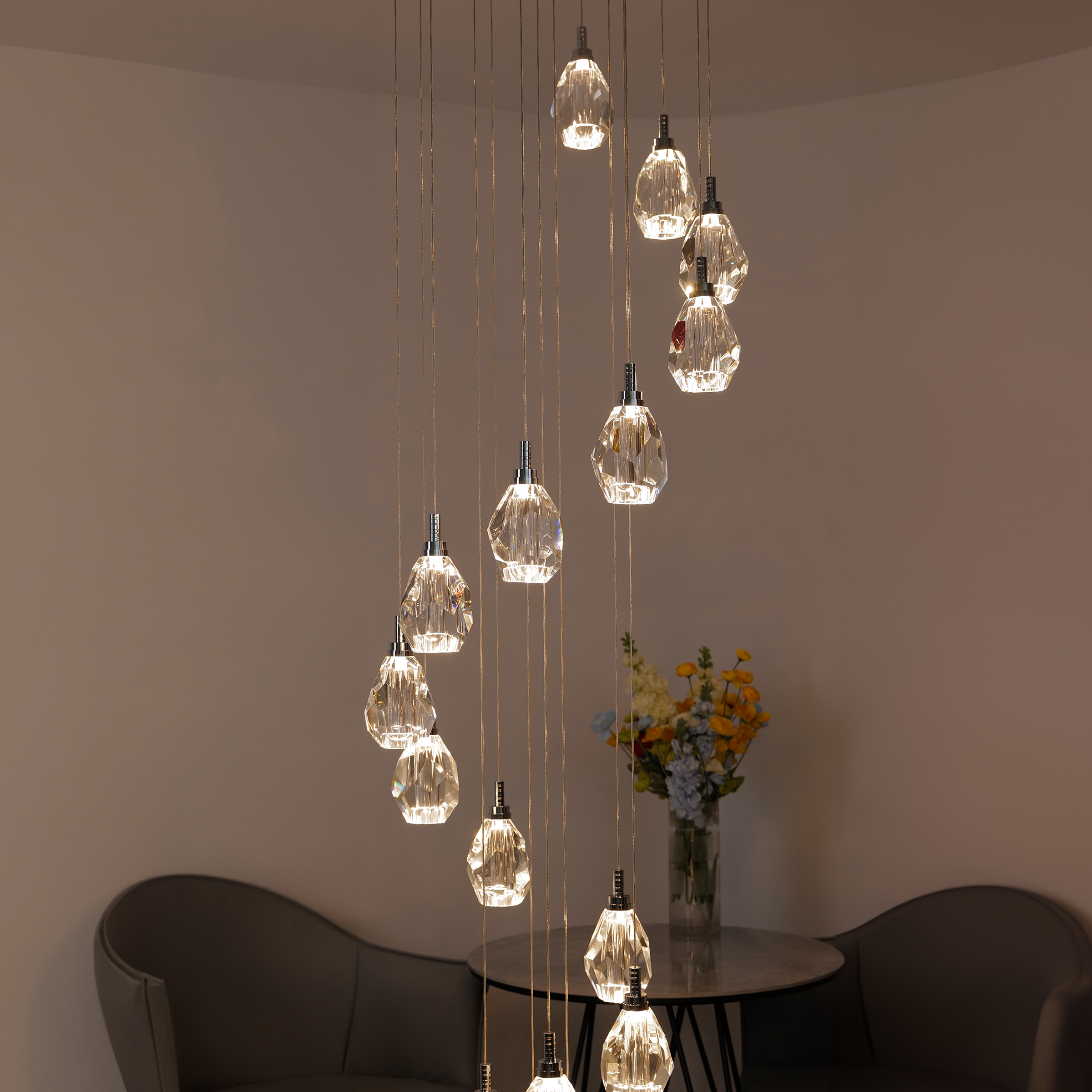 Luxe Light Crystals - Staircase Chandelier