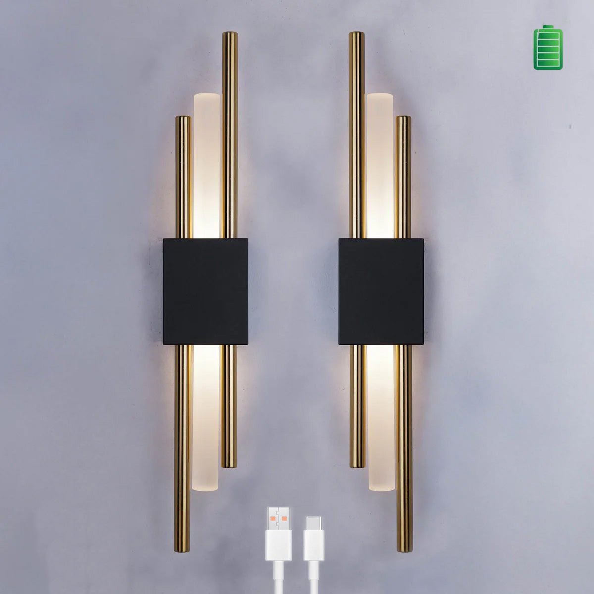 Glitch Wall Light • Black Gold • Battery • 2 Pack - 0 - Haus of Interiors