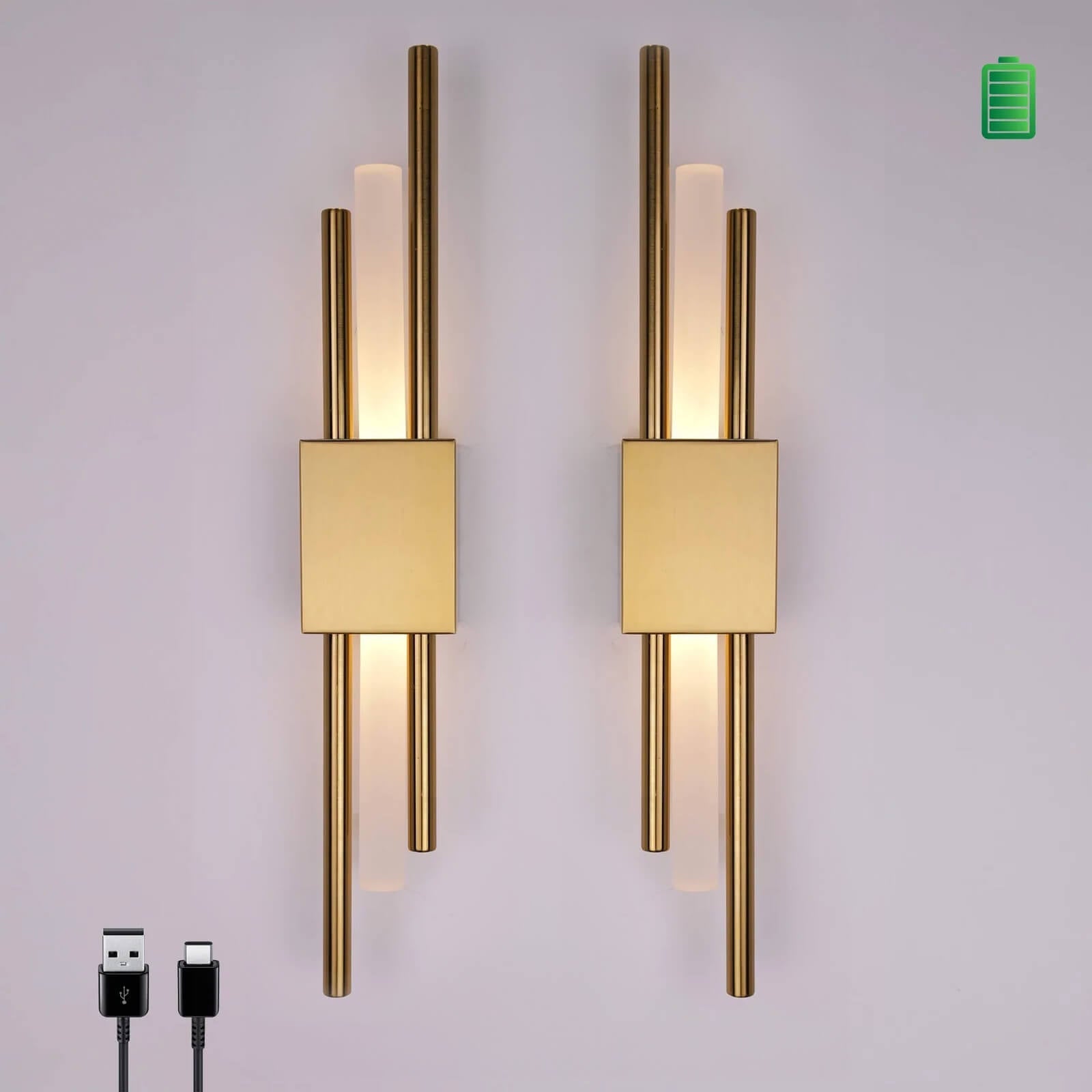 Glitch Wall Light • Gold • Rechargeable Battery • 2 Pack - Sconce - Haus of Interiors